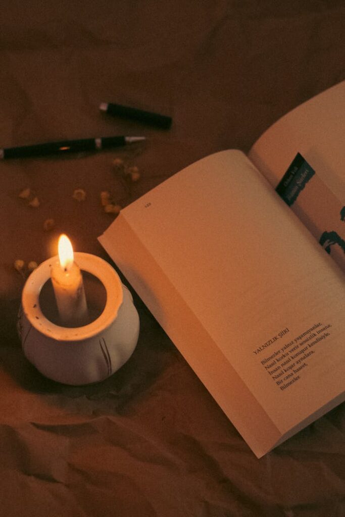 Wax Candle and Book